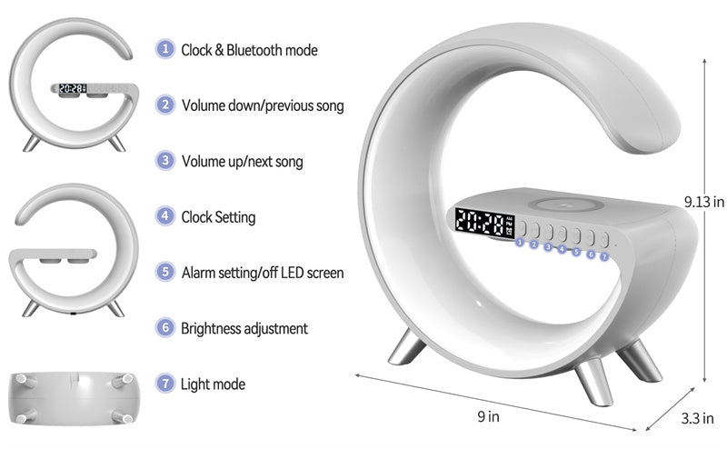 Bluetooth Speaker Wireless Charger Lamp